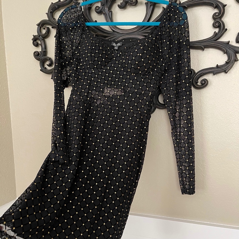Lily Rose Black Party Dress with Gold Foiling - Juniors Size Small - Picture 3 of 16